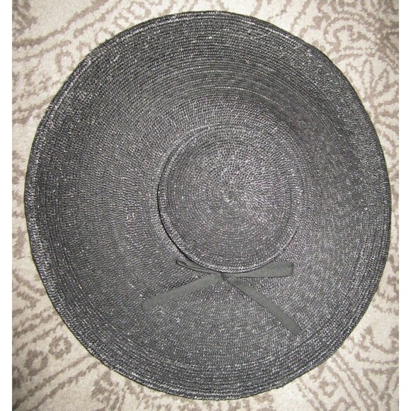 Emporio Armani black straw wide brimmed ladies\' formal sun hat w attached comb main image 6